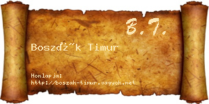 Boszák Timur névjegykártya